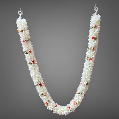 Isha ISHA Handmade Garland Mala for God Photo Frame Decoration White Mix Soft Fabric Garland