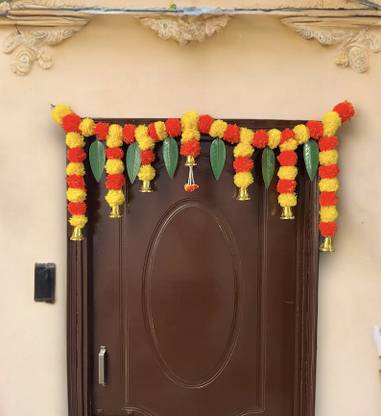 Sazavat store Door_Leaf_Garland Plastic, Metallic Hook, Wollen Thread Garland
