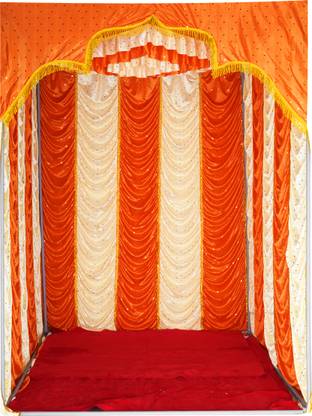 PRIYAKANT SAFAWALA ORANGE FOWN MANDIR 3X3X4 Lycra Garland