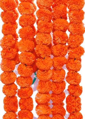 RNDecor Fluffy Marogold string ( a pack of 5 strings & size - 4 feet per string) Garland