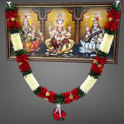 RishiArt Rishi Mala for God Photo Frame Decoration Multipurpose Soft Fabric Garland