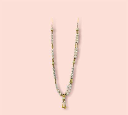 क्राउन निमरीत Artificial White Pearl Bead Moti Mala for God Photo Frames Idols size 21 in हार