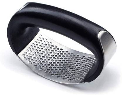 SASHTI COLLECTION Stainless Steel and Plastic Portable Garlic Crusher Ginger Mincer Squeezer Press Rocker Kitchen Chopper with Handle, Garlic Press Mincer Kitchen Tool Accessries Garlic Press