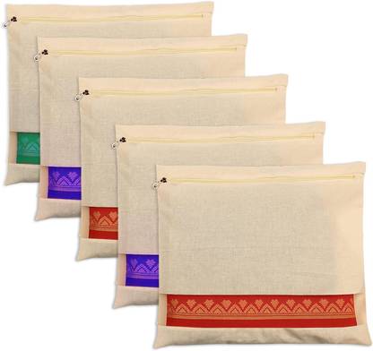 SMIPA COTTON COVER Saree Storage Cotton Wardrobe Organizer NET Window Storage Bags Single Saree Bag COTTON SAREE COVER