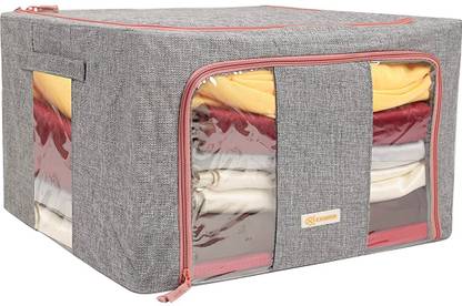 VYATIRANG 66L Metal Frame Storage Boxes Oxford Fabric Bins for Clothes Storage Bag