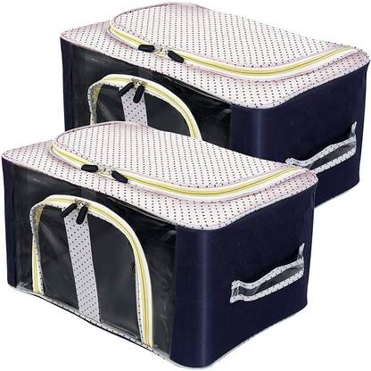 STORITE Under Bed Storage Moisture Proof Transparent Underbed Storage Bag Clothes/Blankets/Saree with Zipper Closure & Handle Rectangular