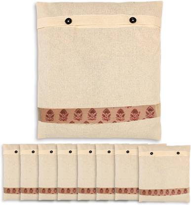 KOTART Cotton Cloth Saree Bag Covers with Transparent Mesh Window Bags and Wardrobe Organizer (14 x16 inch) Pack of 3