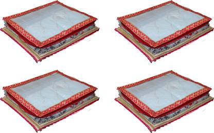 AMIRA INDUSTRIES Printed Transparent Tear Resistant Non Woven Saree Cover/Base Cover/Garment Bags and Cloths Covers Pack of 4