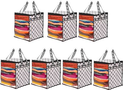 UjalaMultipack Saree Cover with Front Window and Side Handle and Side Handle |Stackable Clothes Storage Organizer PACK OF 07