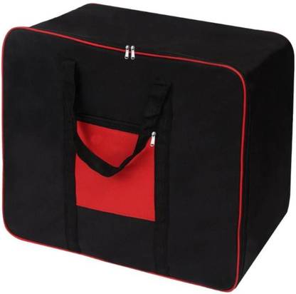IMCREATIONS Non Woven Moisture Proof Rectangular Big Underbed Clothes Storage Organizer Bag Foldable Blanket Cover with Zipper and Strong Handles (Set of 1)