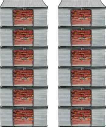 Shaping Fabric High Quality Large Saree Cover With Double Zipper | Wardrobe Bag | Saree Cover Closet Organizer / Saree Bags For Wardrobe Organizer Clothes Premium Clothes Cover (Wedding Collection Gift) Garment Cover Pack of 12 F7773_SC_Large_82463899