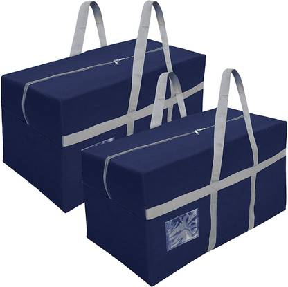 STORITE 2 Pk Extra Large 128 L Nylon Moisture Proof Multipurpose Heavy Duty Storage Bag Stationery/Blankets/Clothes With Strong Reinforced Handles Rectangular (80x40x40 cm)