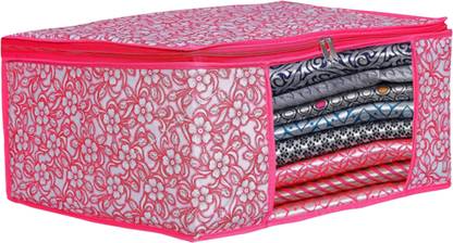 ANNORA INTERNATIONAL Wardrobe Organizer Pack Of 1 Pink Non Woven Saree Cover/ Storage Organizer Dual Zipper High Quality Saree Cloth Cover  (Pink) at Rs. 49
