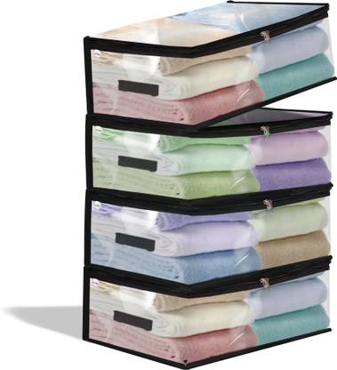 TAKIVA Multipurpose Transparent Storage Bag for Clothes (Pack of 4), Cloth Organizer Garment Cover, PVC Packing storage box