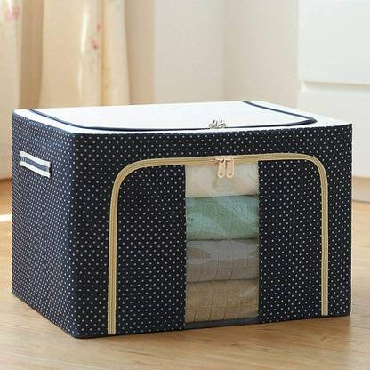 HIRUSH ENTERPRISE Storage Bag 66L Large Capacity with Reinforced Handle Thick Fabric Bedrooms Comforters, Blankets, Bedding, Foldable with Sturdy Zipper, Clothes, Closets,