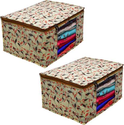 Ankit International Saree Cover Premium High-Quality Garment Cover Storage Bag For Wardrobe Organizer Garments Storage bags-Big in size Printed saree cover Pack of 2