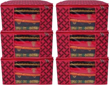 VYORA garment cover Pack of 6 Saree covers Set of 6 Storage Bags Combo with transparent Window useful for wardrobe organizer/travel/sarees/storage/clothes