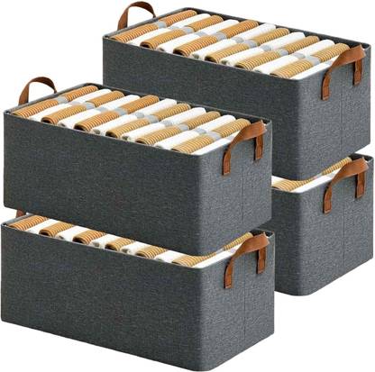 NiXY HUB Foldable Clothes Organiser with Metal Frame (Pack of 4) Wardrobe Organiser for Storage, Versatile Wardrobe Organizer for a Clutter-Free Closet