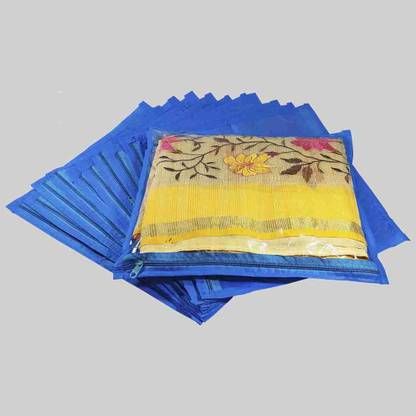 Tiarakrafts Single packing Saree Cover/Suit Cover/Cloths cover blue Set Of 12