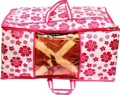 Harvik International AI_PF_Jumbo_001 Presents Pink Flower Non Woven Jumbo Bag For Storage Blanket Pack of 1 AI_PF_Jumbo_001