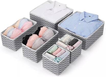 QUICK UNBOX Foldable Drawer Organizer 6 Pcs Foldable Closet Drawer Organizer Cloth Storage Box Drawer Divider Wardrobe Organizer for Clothes, Undergarments and Small Accessories 6 Pcs Drawer Organizer