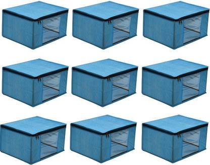 bapu creation 100 gsm white small dots design on light blue background sari cover packof9