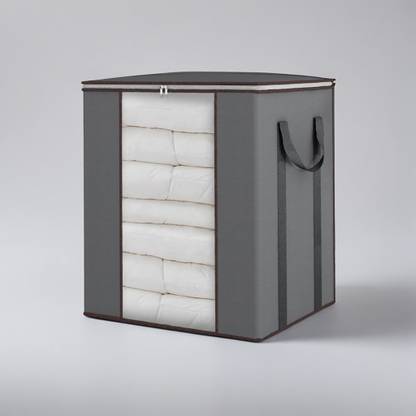 infinity craft Non-Woven Large Blanket Storage Bags 120L Dustproof Transparent Window Foldable Clothes Storage Organizer For Double Bed Quilt/Saree Bag/Lehnga Storage & Wardrobe Organizing (Set of 1)