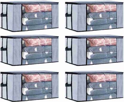 Tiarakrafts Pack Of 6 Underbed Organiser Non Woven Underbed Storage Bag/Organiser, Extra Large (GREY) 6
