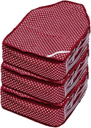 Love Store Set of 3 Premium 3 LayerCotton Blouse Cover/ Clothes Storage Bag Pack of 3_ Maroon