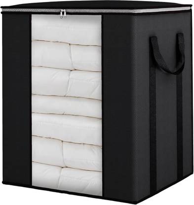 uhi Extra Large Blanket Storage Bags 90L Dustproof Transparent Window Pillow Sheet Foldable Clothes Storage Organizer Container Reinforced Handles Breathable Double Bed Quilt, Saree Bag, Lehnga Storage & Wardrobe Organizing Set of 1