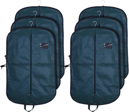 KUBER INDUSTRIES Blazer Cover Folding Blazer Cover|Non Woven Embossed Hanging Coat Cover, Pack of 6 (Green)