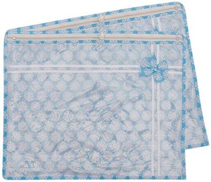 Nidhi Trendy Fashion Single Saree Cover High-Quality Single Saree Cover Storage Bag For Wardrobe Organizer Premium Saree Storage bag Blue Botti Printed saree cover Pack of 2