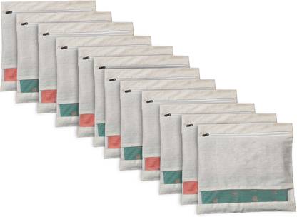 Pure Source (India) Muslin Cloth Cover Set of 12 Pcs Big Size 16 x 14 Inches with Zip Closure and Transparent Mesh Window