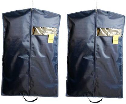 Srajanaa Coat Covers Men's Coat Blazer Cover Foldover Rexin Suit Cover (Set of 2, Blue) Men's Coat Blazer Cover (Set of 2, Blue)