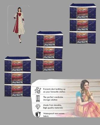 vidhi Enterprise 01 sari kit plastic storage and set new sarees pouch big size-Pack Of 9 Blue