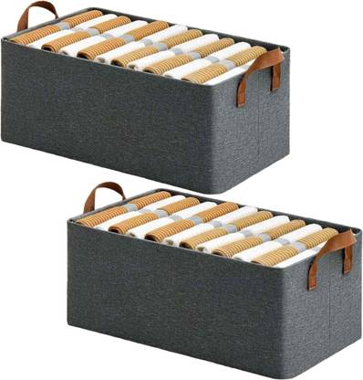 NiXY HUB Foldable Clothes Organiser with Metal Frame (Pack of 2) Wardrobe Organiser for Storage, Versatile Wardrobe Organizer for a Clutter-Free Closet