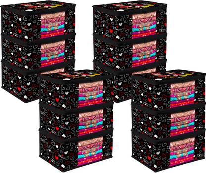 KUBER INDUSTRIES Saree Cover Disney Mickey Saree Cover|Transparent Window Saree Cover|9IN|Pack of 12|Black 74KM12710