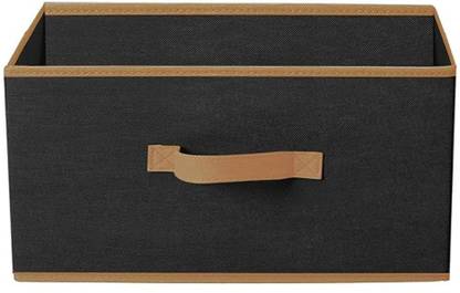 IMCREATIONS Pack of 1 Open-Top Foldable Fabric Storage Box with Handle | Organizer Bin for Clothes, Toys, Books, Accessories | Non-Woven Collapsible Storage Basket for Home, Wardrobe & Office Use