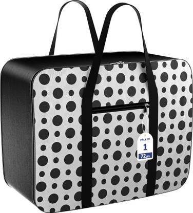 HOMESTIC by Kuber Industries Underbed Storage Bag Canvas Jumbo Zipper Underbed Storage Bag with Handle|Large|Black & White 64HS08950