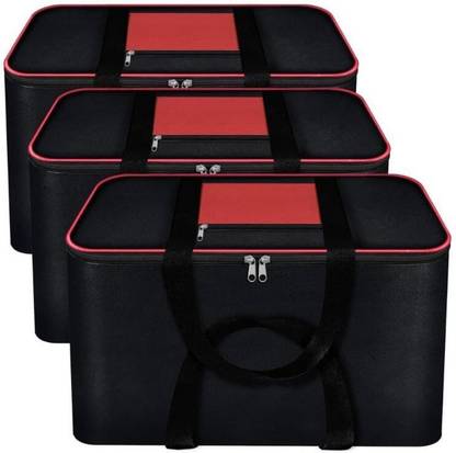 uhi Moisture Proof Nylon Rectangular Underbed Storage Bag For Multi Purpose Use Foldable, Blanket Storage Bag, Cloth Storage Organizer, Blanket Cover with Handles (Set of 3)