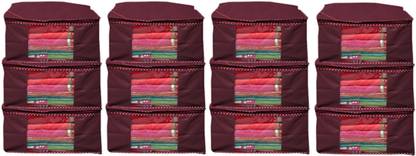Sameer Enterprises Designer Non woven Saree cover/ Saree Bag/ Storage bag Set of 12 Pcs 9 Inches Height COMBONWCMBB38 (Maroon) Pack of 12