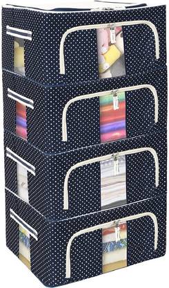 ELITEHOME Foldable Steel Frame Garment Organizer Clothes Organizer Storage Box for Wardrobe, Saree, Shirts, and Blankets 4Q 24 Ltr