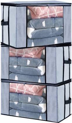 CUTBAZZ 3 blanket storage bag for wardrobe organizers| (pack of 3) blanket cover h