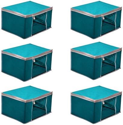 bapu creation 80 gsm solid cyan (Turquoise) color sari cover packof6