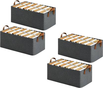 NESTIFY 4 Pcs Cloth Storage Box Organizer for Wardrobe saree cover storage bags clothes organiser cloth storage bag storage box for clothes cloth storage storage organizer box for cupboard