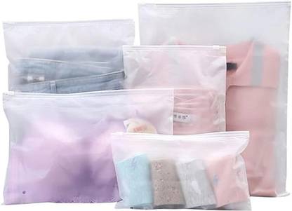 GreenTwish Frosted Zipper Bags | Travel Storage Bag For Clothes Shoes Cosmetic Jewellery Toiletries School Trip | Resealable Luggage Bag | Zip Lock Space Saver Bag