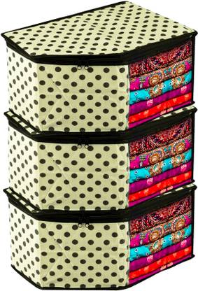 KUBER INDUSTRIES Garment Cover Non Woven Blouse Cover Bag|Pack of 3 (Ivory) CTS00826