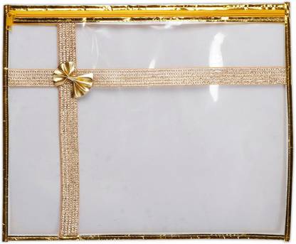 GRV saree cover set of 12 Transparent Top Ribbion bow Saree Cover 12 Set Single-Transparent-Bow-Design-RED-Set-Of-12