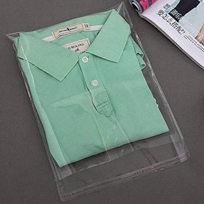 GrahLogy 12x16 (50Pcs) Reusable Plastic Polythene Bags for Clothes Transparent Packing Cover Bag for Saree/Tshirts/Pant transparent Packing Polythene Bags For Clothes