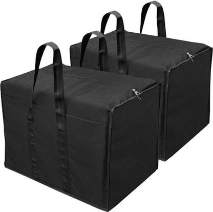 IMCREATIONS Moisture Proof Nylon Solid Wardrobe Bag, Underbed Cloth Storage Organizer with Zippered Closure & Handles Set of 2